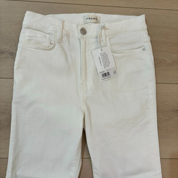 FRAME Le High Straight Cascade Hem Jeans in White Denim - Picture 4 of 7
